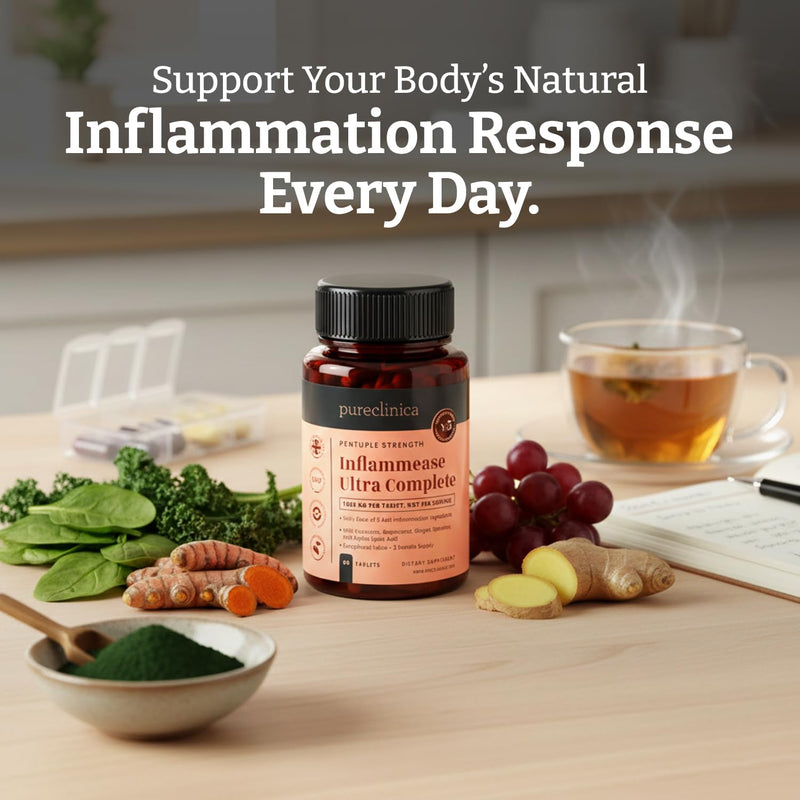 INFLAMMEASE Ultra Complete – 1305mg | 90 Tablets | 3 Months Supply | 5-in-1 Anti-Inflammatory Supplement with Ginger, Curcumin, Spirulina, ALA & Resveratrol | Made in UK | Joint & Immune Support 90 count (Pack of 1)