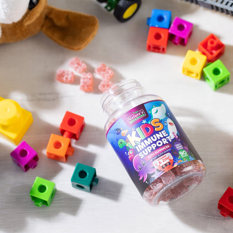 [Australia] - Kids Immune Support Gummies with Vitamin C, Zinc & Echinacea, Gluten Free & Non-GMO Chewable Immune Support for Kids Gummy, Daily Childrens Immune Support Vitamins, Vegan, Berry Flavor - 90 Gummies 