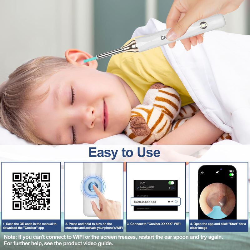 [Australia] - Earwax Remover Otoscope, 1296P HD WiFi Ear Cleaner Camera, IP67 Waterproof, 6 LED Lights, 3.5mm Lens, 360° Wide Angle, Compatible with iPad and Android 