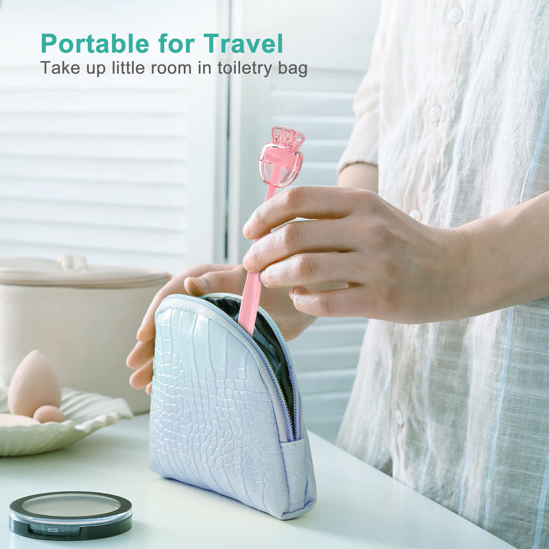 [Australia] - Mspan Tongue Scraper Cleaner Brush: Tongue Care Cleaning Scrubber with Plastic Travel Case Cover for Adults kids - Clean Oral Bad Breath Pink White 2 Pack Pink, White 