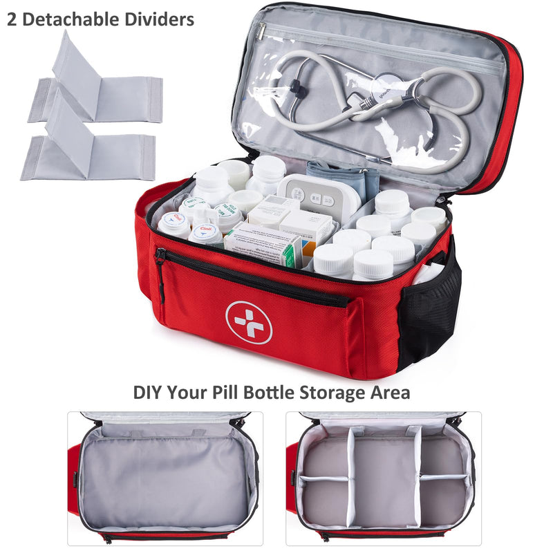 [Australia] - Travel Medicine Bag Organizer-Medicine Organizer Storage-Pill Bottle Organizer Storage-Medication Organizer for Home-Medicine Kit-Travel First Aid Kit Bags Empty-Travel Emergency Kit(Bag Only) Red Double-Layer 