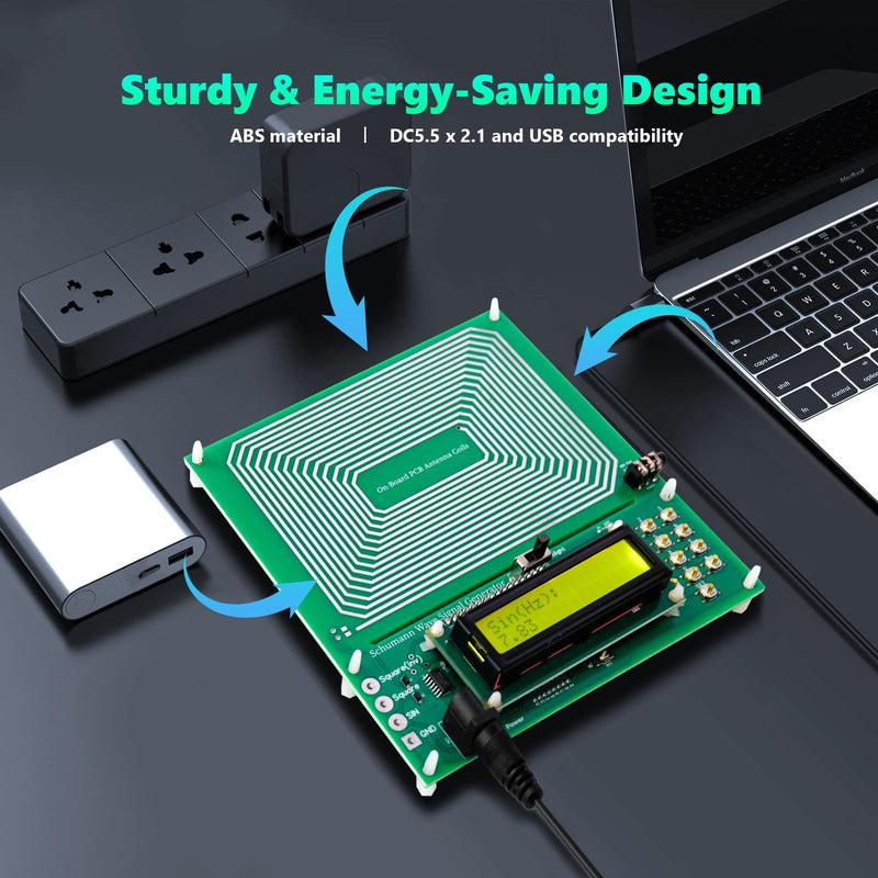 [Australia] - Adjustable Frequency Generator (0.01Hz-100KHz), 7.83Hz Schumann Resonance Generator with USB Cable and 3.5MM Audio Cable for Stress Relief, Improved Sleep, Meditation and Yoga Green 5.8 Inch 