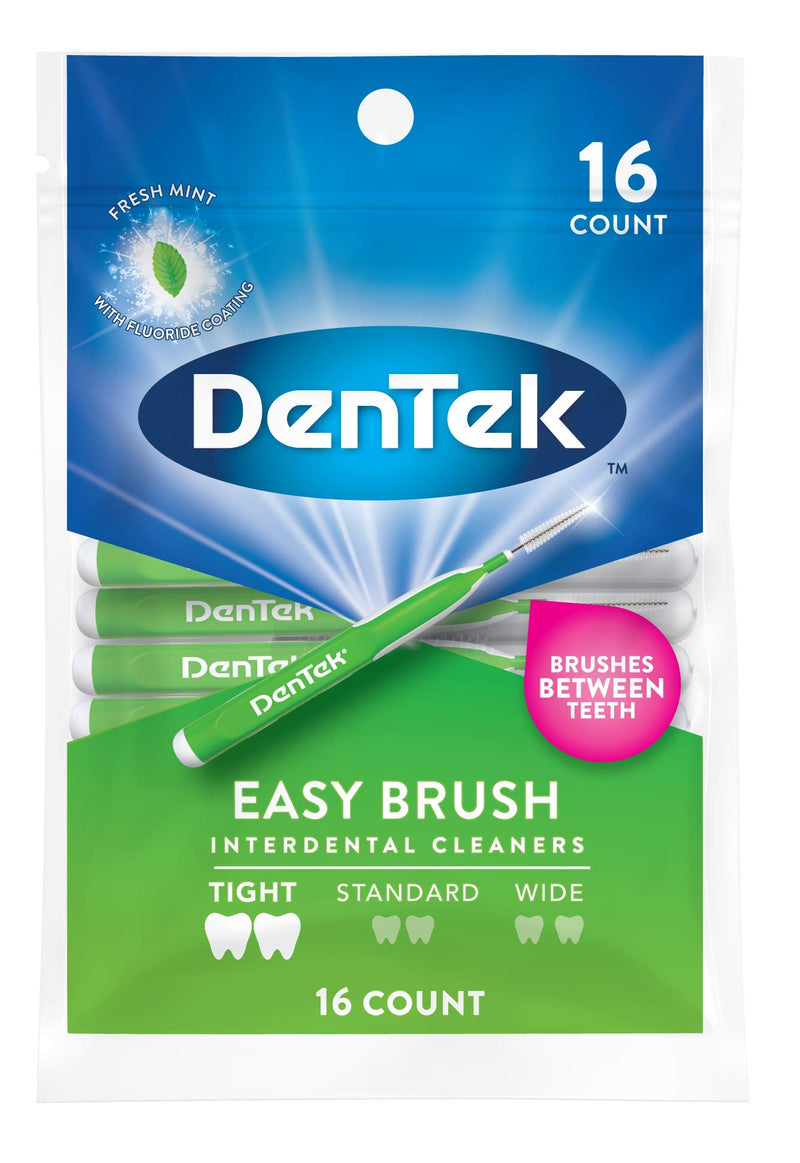 [Australia] - DenTek Easy Brush Interdental Cleaners, Brushes Between Teeth, Tight Teeth, Mint Flavor, 16 Count (Pack of 6) 1 Count (Pack of 6) 