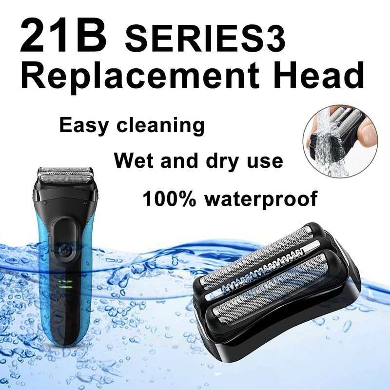 2 Packs 21B Series 3 Electric Shaver Replacement Head Compatible with Braun Series 3 Foil Shaver Replacement Heads 21b 3010s, 3040s,5409,etc for Braun Part 21b 21B 2PACKS