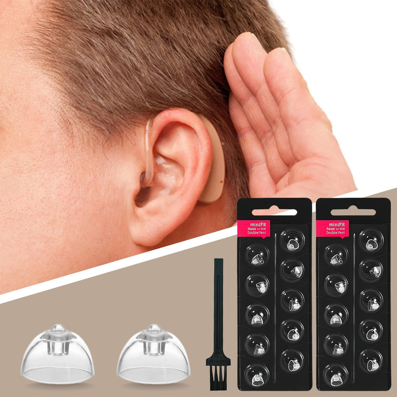 Leogony Hearing Aid Domes for Oticon Replacements, Vent Bass Domes Hearing Aid Accessories (2 Pack） (10mm Double) 10mm Double