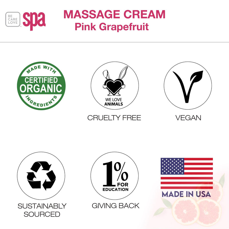 BCL SPA Massage Cream - Body Lotion & Body Cream with Organic Pink Grapefruit, Shea Butter, Aloe Vera, Vitamin E, Argan, and Almond Oils - Nourish & Revitalize skin. Home/Professional use 16 fl oz 16 Fl Oz (Pack of 1)
