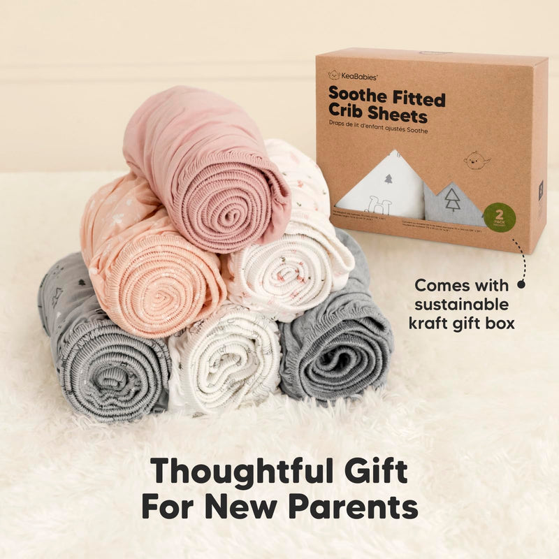 [Australia] - 2-Pack Organic Crib Sheets for Boys, Girls - Jersey Fitted Crib Sheet, Baby Crib Sheets Neutral, Crib Mattress Sheet, Cotton Crib Sheets, Breathable Crib Sheet, Baby Mattress Sheets (Woodland) Woodland 