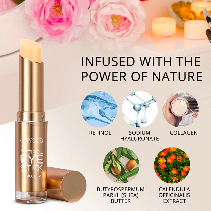 [Australia] - Retinol Eye Stick With Collagen, Hyaluronic Acid For Dark Circle, Wrinkles in 3-4 Weeks, Under Eye Cream Anti Aging, For Puffiness and Bags Reduces Fine Lines 