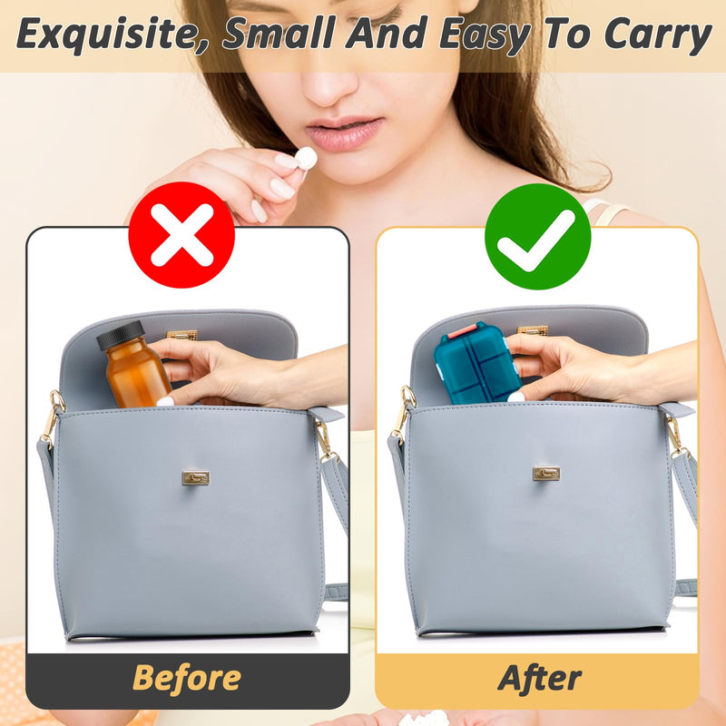 2 Pcs Pill Organizer with Medicine Labels, Portable Travel Medicine Daily Pill Container Organizer 7 Day Pill Case Storage Vitamin Fish Oil (White & Gray, 320 Medicine Lables) White + Gray 2 PCS