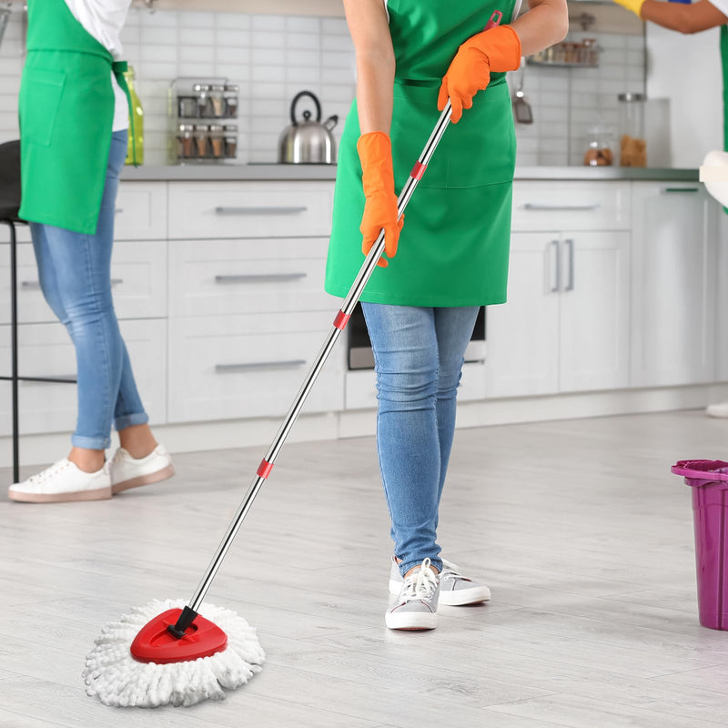 [Australia] - 2 Spin Mop Head Replacement, 1 Base, 1 Mop Handle (30-58in) Combo Mop Set Compatible with OCedar EasyWring Microfiber Mop (White (1-Tank System)) White (1-tank System) 