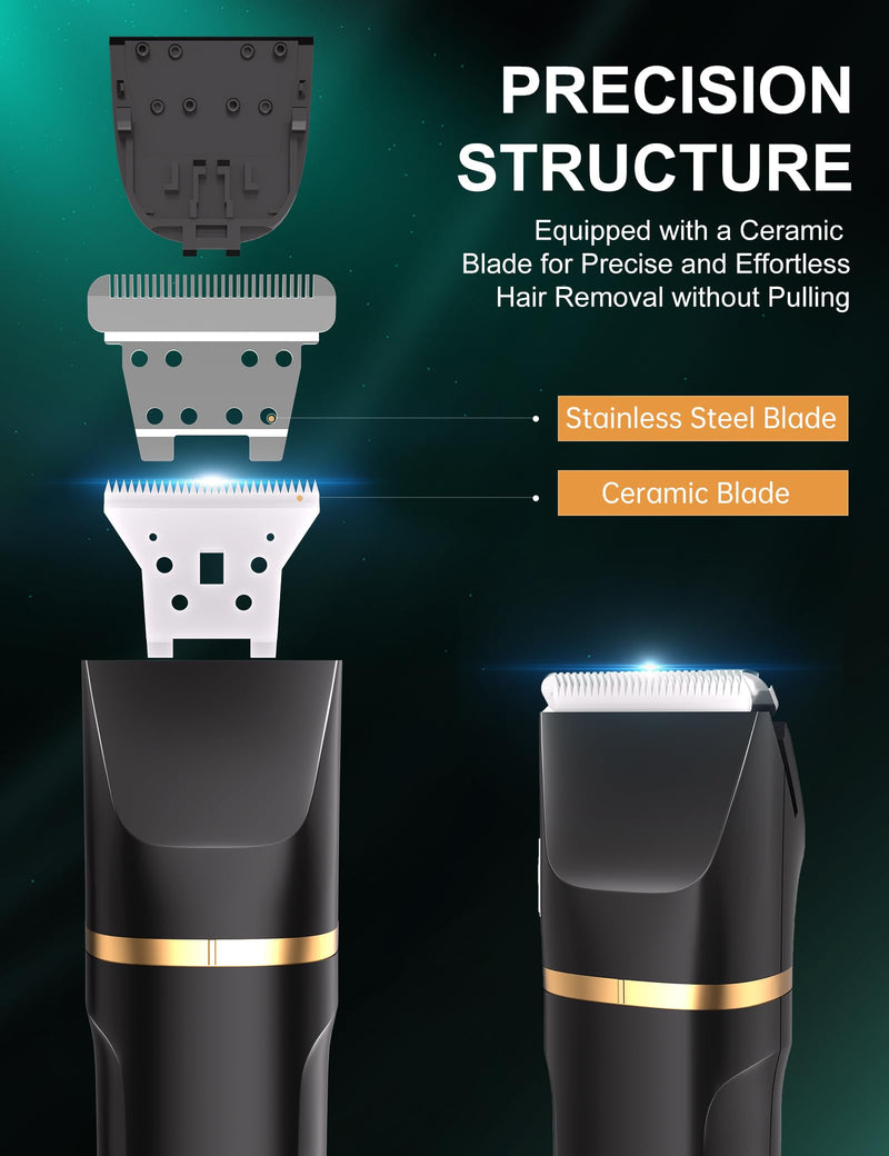 [Australia] - Intimate razor for men, 3-in-1 nose hair trimmer and razor for men, electric with standing charging station, wet and dry use, razor for men's intimate area for chest, legs, armpit, groin, nose, IPX7 black 