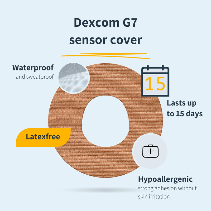MySweetStitch | Patch for Dexcom G7 Sensor | Waterproof | (25 Pieces) | Made in Germany | Outer Ø 65mm | Black 25 piece