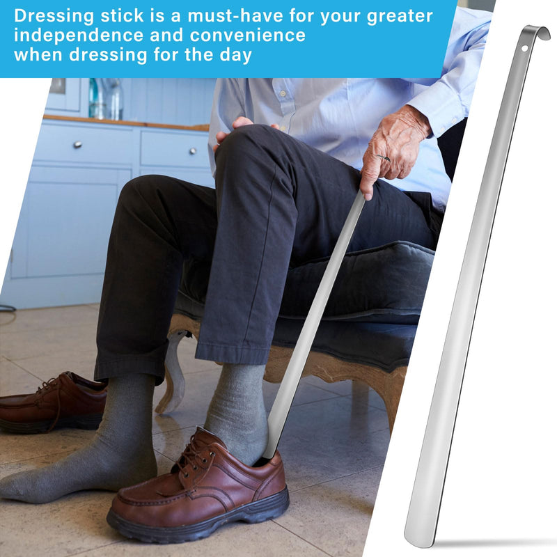 [Australia] - Geelin 2 Pcs 31.5'' Extra Long Handled Shoe Horn, Metal Shoehorn for Men and Women, Multifunctional Stainless Dressing Sticks for Elderly Disabled Limited Mobility, Standing Reach Assist for Seniors 