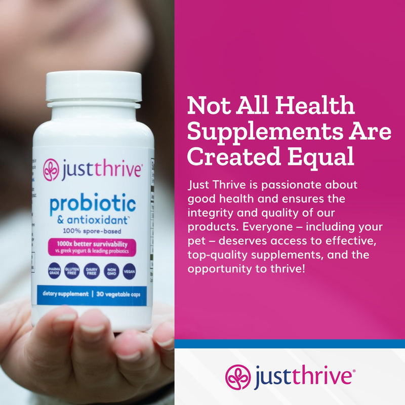[Australia] - Just Thrive Probiotic & Antioxidant Supplement - 100% Spore-Based Digestive and Immune Support - Gluten Free, 30 Caps 30 Count (Pack of 1) 