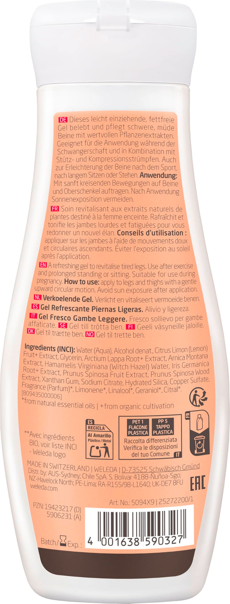 [Australia] - WELEDA Bio Mama Light Legs Fresh Gel - natural natural cosmetics body care leg lotion for caring for stressed legs during pregnancy. Refreshes and invigorates with citrus scent (1x 200 ml) 