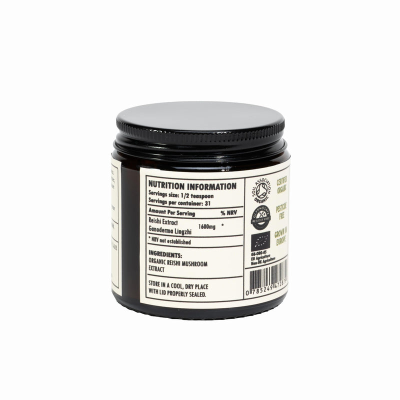 Hirsch Organic Reishi High Strength Mushroom Extract Powder - Organically Grown in The EU - Non-GMO - No Added Fillers