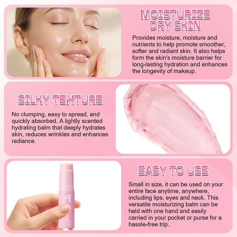 2Pcs Collagen Stick Collagen Stick for Face,Smooths Fine Lines and Wrinkles, Deeply Moisturizes and Nourishes the Skin, Gentle Formula for Face, Eye & Lip,10 G