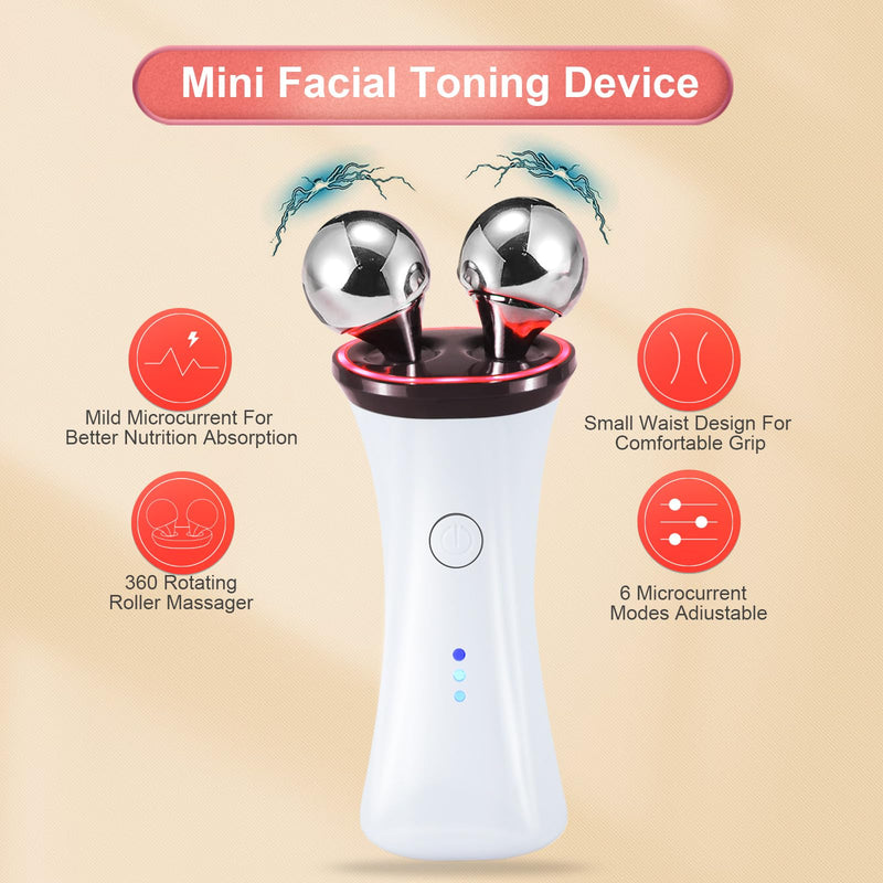 Microcurrent Facial Device - Electric Face Lifting & Toning for Face & Neck for Mother & Companion - Handheld Skin Care Device (White) White2