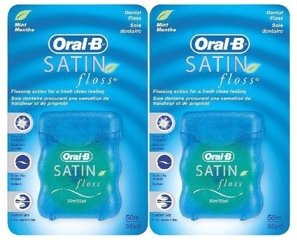 Oral B Satin Floss - Mint - 55 yd - 2 pk 1 Count (Pack of 2)