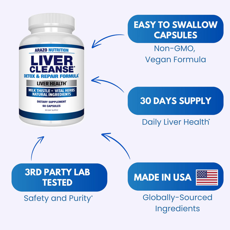 [Australia] - Arazo Nutrition Liver Cleanse Detox & Repair Formula ‚Äì Milk Thistle Herbal Support Supplement: Silymarin, Beet, Artichoke, Dandelion, Chicory Root 