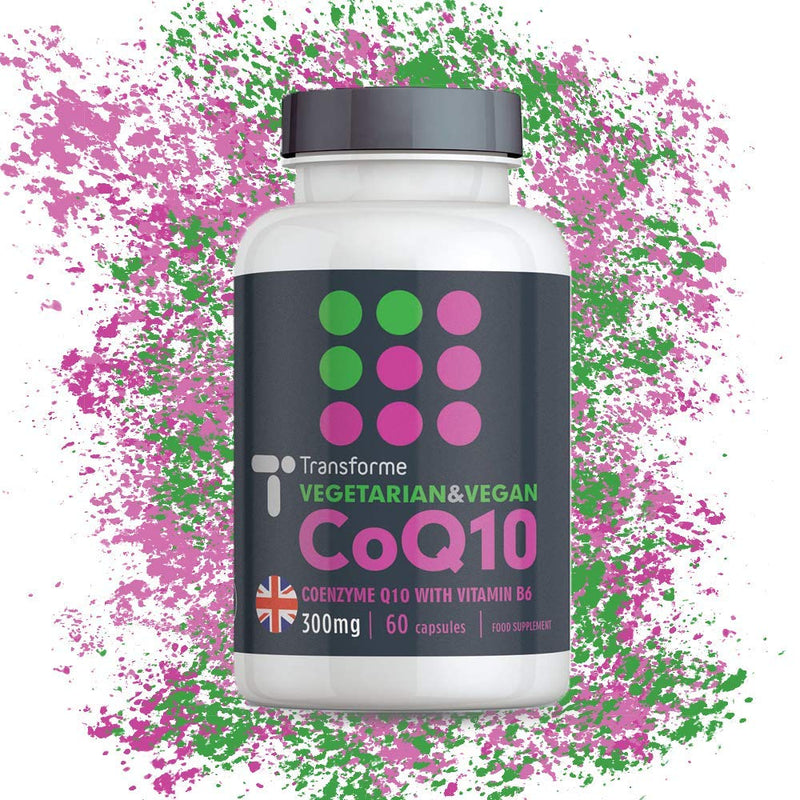 CoQ10 300mg with Vitamin B6 | 60 CoEnzyme Q10 Naturally Fermented Capsules | Vegetarian & Vegan | Natural Ingredients | Dairy & Gluten Free | Made in The UK by Transforme