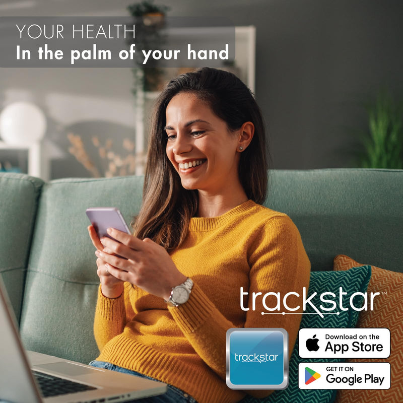 Trackstar Blood Glucose Kit | Monitor, Strips, Lancets, Lancing Device | Trackstar Monitoring App | Bluetooth iOS & Android Compatible | Measure, Track, and Share Results