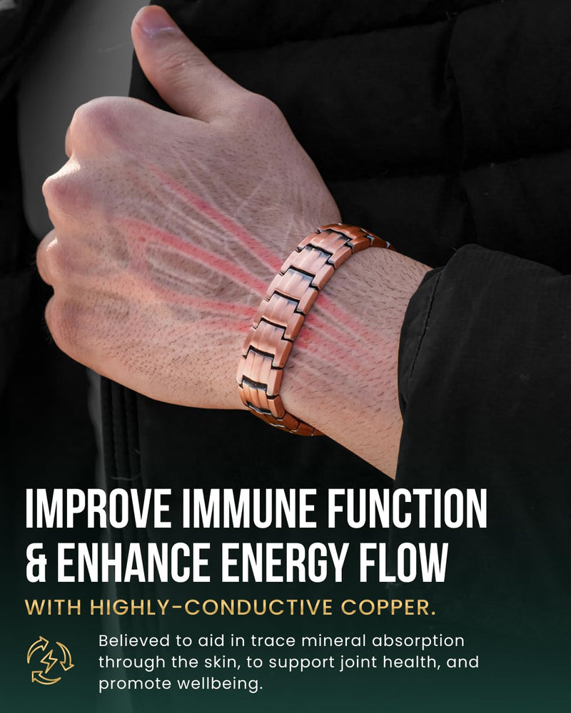 [Australia] - MagnetRX¬Æ Magnetic Copper Bracelet for Men ‚Äî EllipseMAX 5X Strength 5,000 Gauss Magnets ‚Äî Designed in USA & Patent Pending ‚Äî Premium Mens Copper Bracelet with Adjustable Length 5x Strength - Ellipsemax (5,000 Gauss) 