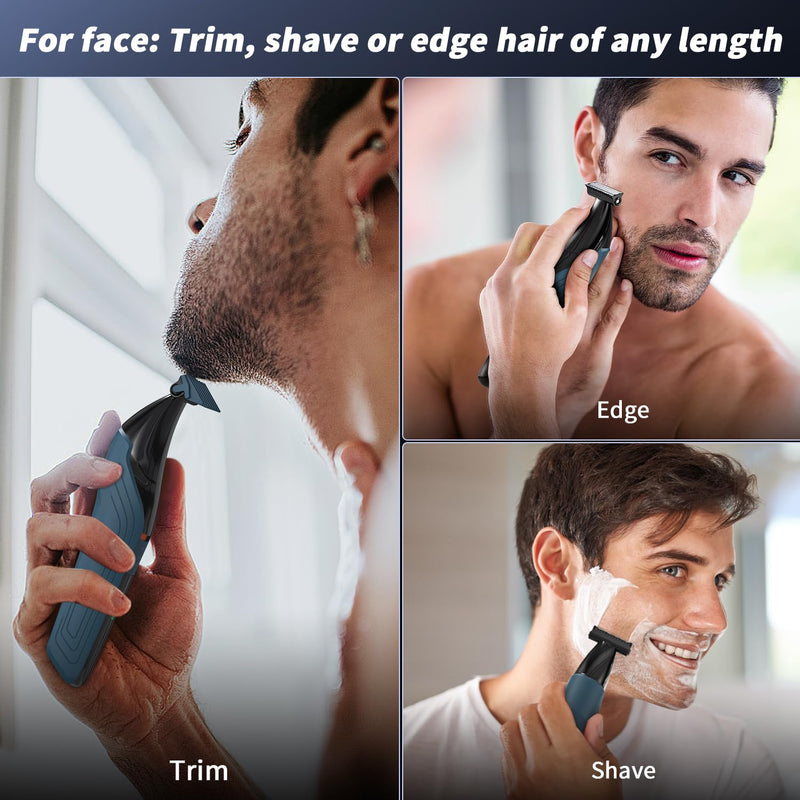 [Australia] - Body Hair Trimmer for Men, Mens Body Groomer with Beard & Nose Trimmer, Dual-Head, No Nick Shaver Electric Razor for Face, Pubic Hair, All-in-One Ultra-Sharp Blade 