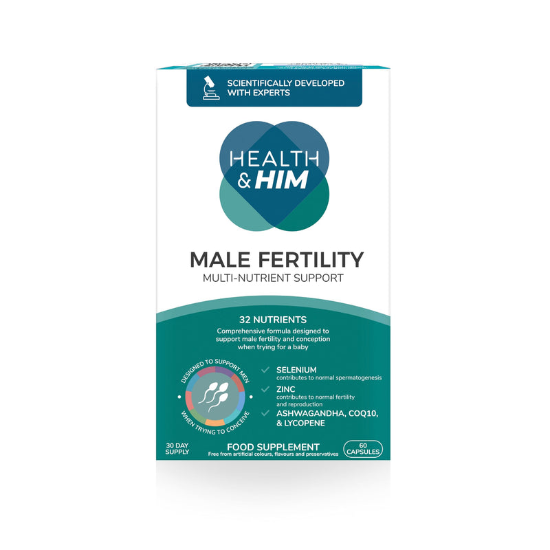 Health & Him Male Fertility Multi-Nutrient Support - Conception Vitamins for Men - Contains Selenium, Zinc & Ashwagandha - 60 Capsules - 30 Day Supply - Vegan & Gluten Free 60 count (Pack of 1)