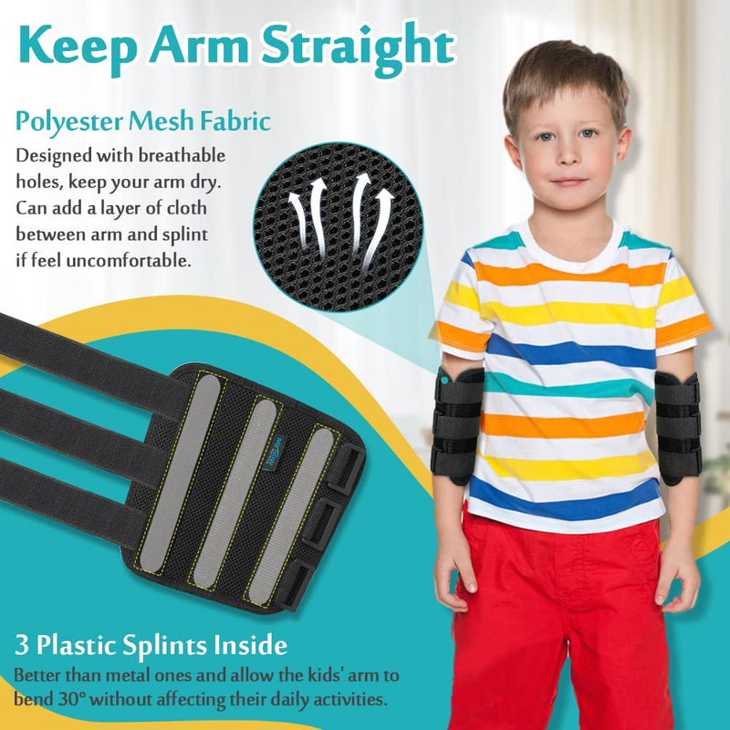 Pediatric Elbow Brace Splint Child Kids Arm Immobilizer Cubital Tunnel Syndrome Ulnar Nerve Entrapment Toddler Anti Thumb Stop Finger Sucking Arm Restraint Brace (2 PCS)