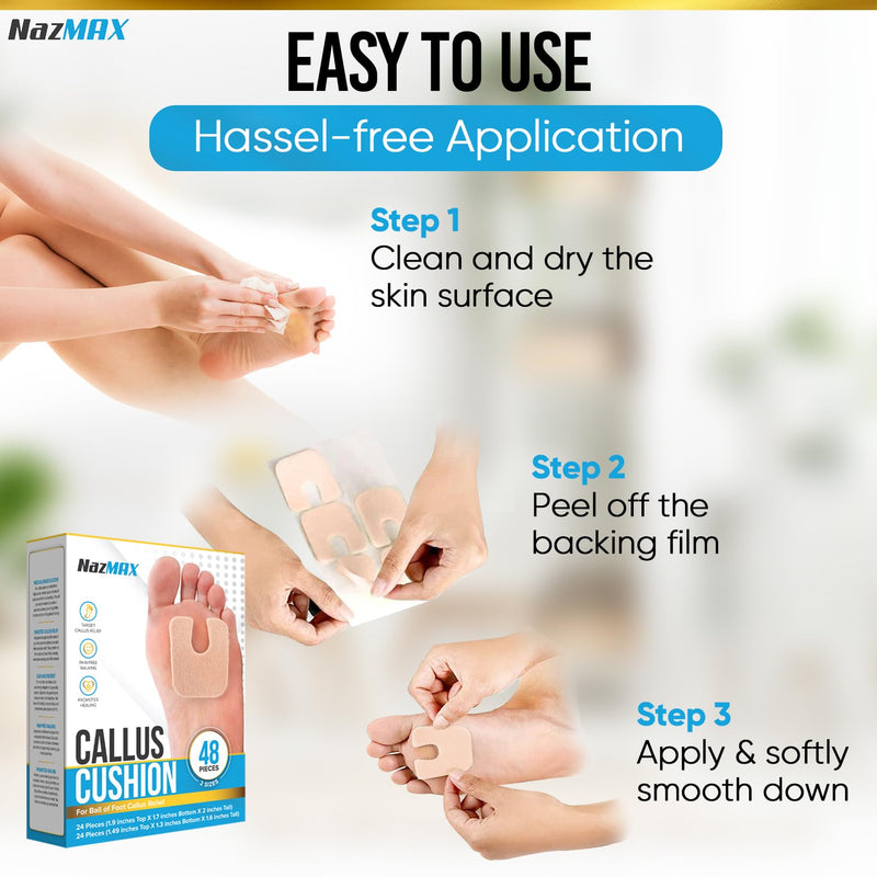 [Australia] - 48-PACK U Shaped Felt Callus Pads Metatarsal Pads Forefoot Foot Pads Pain Relief Foot Cushion Keep Calluses from Rubbing on Shoes Adhesive Pads for Men and Women 