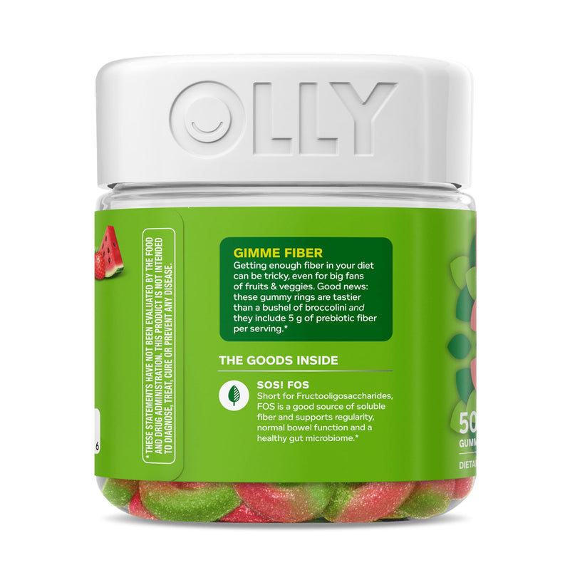 OLLY Fiber Gummy Rings, Digestive Health Supplement, Berry Melon - 50 Count 50 Count (Pack of 1)