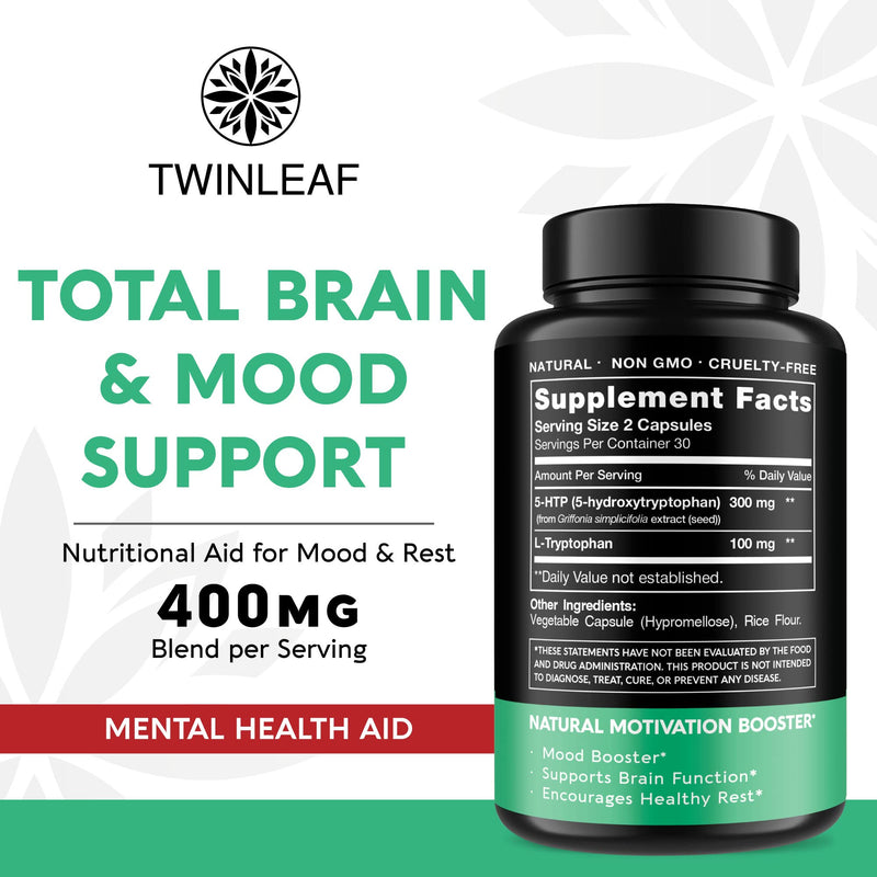 [Australia] - 5 HTP Supplement for Mood Support - Made in USA - Natural 5-HTP & L-tryptophan Capsules - 5-HTP Booster for Men & Women - Proprietary Formula for Mood and Relaxation - 60 Vegan Capsules 