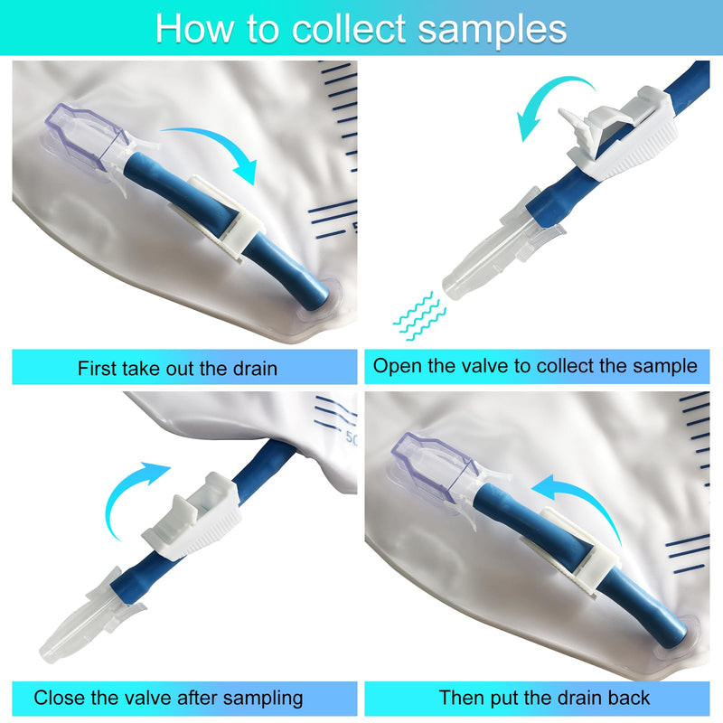 [Australia] - Urinary Drainage Bag with Anti-Reflux Chamber, Bedside Drainage Bag 2000 mL with 48" Drainage Tube, Hook Hanger and Clips, Urine Bag with Plastic Buckle for Home and Hospitals, 1 Pack 