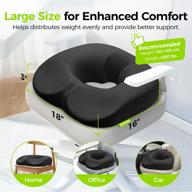 [Australia] - AUVON Sensitive Care Donut Pillow Seat Cushion for Hemorrhoids & Post-Surgery, Sciatica Relief, Donut Chair Cushions with Sloped Design for Thigh Pressure Relief, Memory Foam Lifting Cushions 