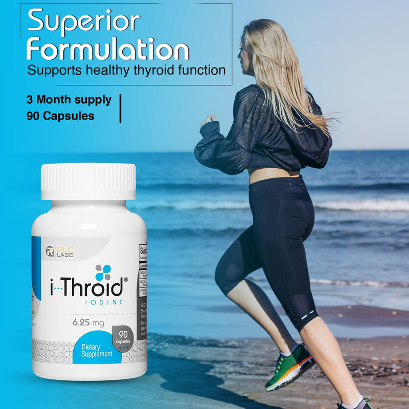 [Australia] - RLC Labs i-Throid 6.25 mg - Thyroid Supplements for Hypothyroidism, Iodide Supplements for Thyroid, Support Healthy Metabolism, Thyroid Support for Women and Men - 90 Vegetarian Capsules (Pack of 2) 90 Count (Pack of 2) 