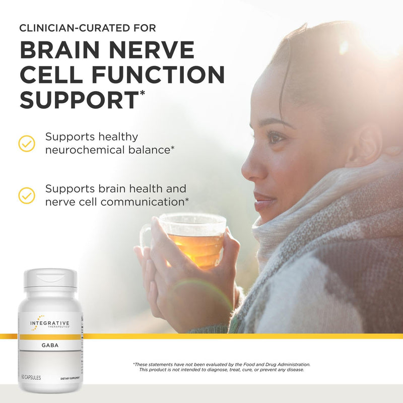 Integrative Therapeutics GABA - Brain Health Supplement that Supports Nerve Cell Function* - Support Neurochemical Balance & Neurotransmitter Production* - Dairy-Free - 60 Capsules (60 Servings) Standard Packaging