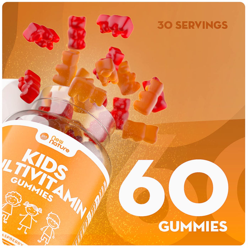 Kids Multivitamin Gummies with Zinc, Vitamin C & Vitamin D - Vitamins for Kids Aged 3+ - Zinc for Immune System - Kids Vitamins (60 Gummies) 60 count (Pack of 1)