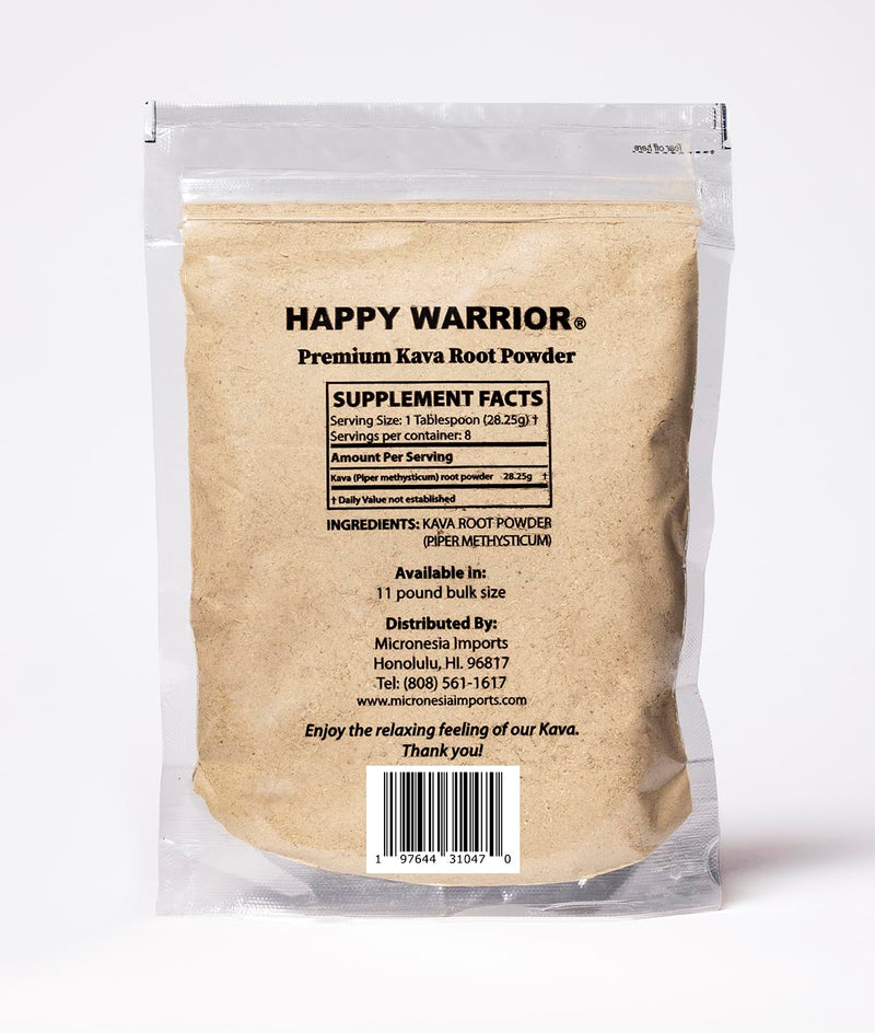 [Australia] - Happy Warrior Kava Powder - Premium Noble Waka Kava from Fiji - 8 oz 