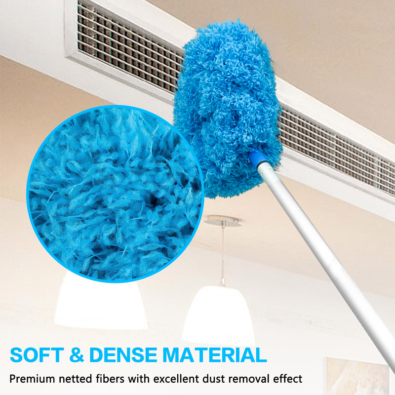 [Australia] - Ceiling Fan Cleaner Duster Reusable Microfiber Ceiling Fan Blade Cleaner Removable Duster with Extension Pole Adjusts 13 to 49.7 Inch for Cleaning Walls Bookshelves Furniture Door Window Top (Blue) Blue 