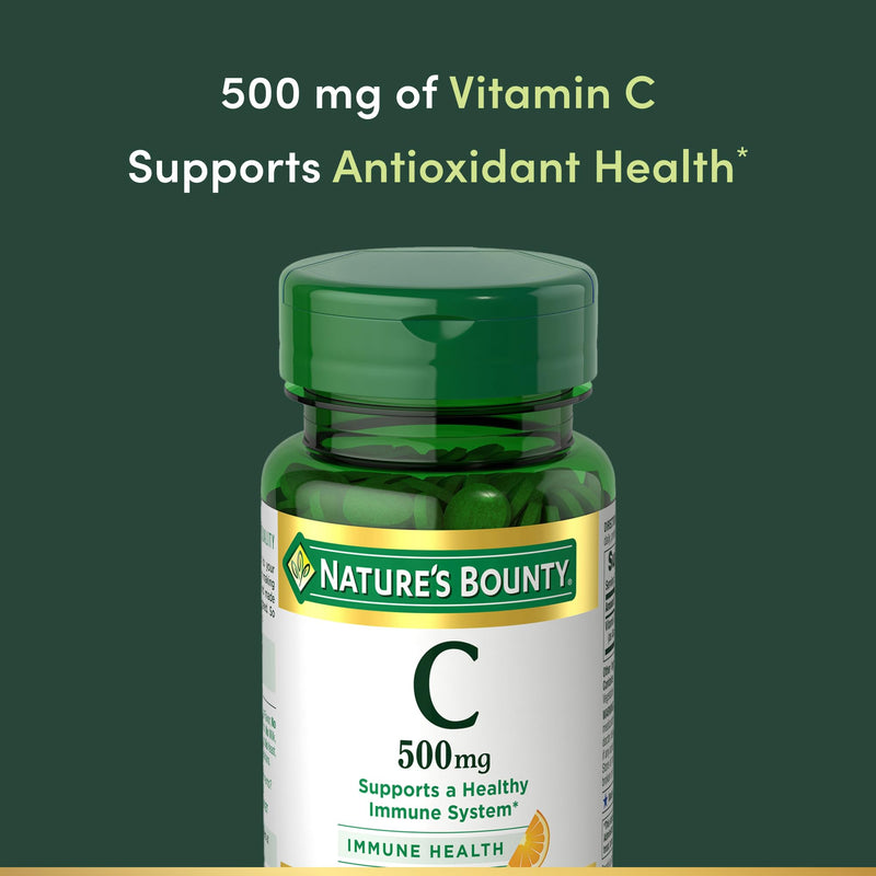 Nature's Bounty Vitamin C Tablets, 500mg, 100 Count Unflavored 100 Count (Pack of 1)