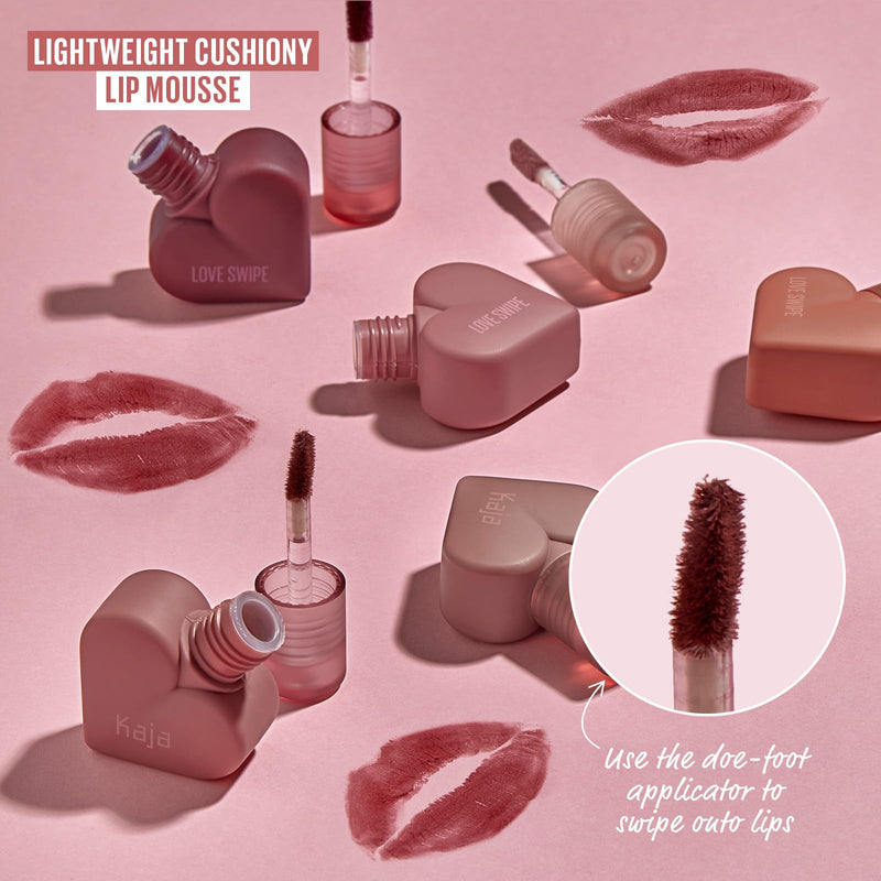 Kaja Lip Mousse - Love Swipe 01 Call Me | with Raspberry Seed Oil and Vitamin E, Buildable, Blendable, Moisturizing, Velvet Finish, Weightless Texture, Deep Shades, Vivid Color, Long Lasting, 0.22 Oz