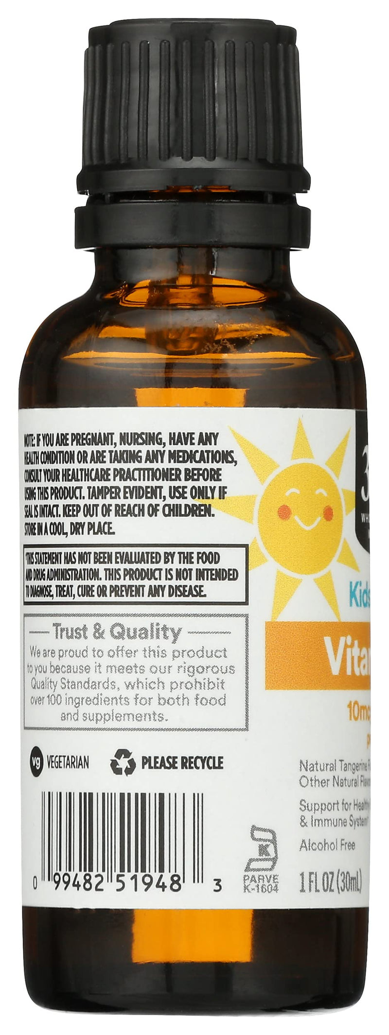 365 by Whole Foods Market, Vitamin D-3 Liquid 400Iu Tangerine Flavor, 1 Ounce 1 Fl Oz (Pack of 1)