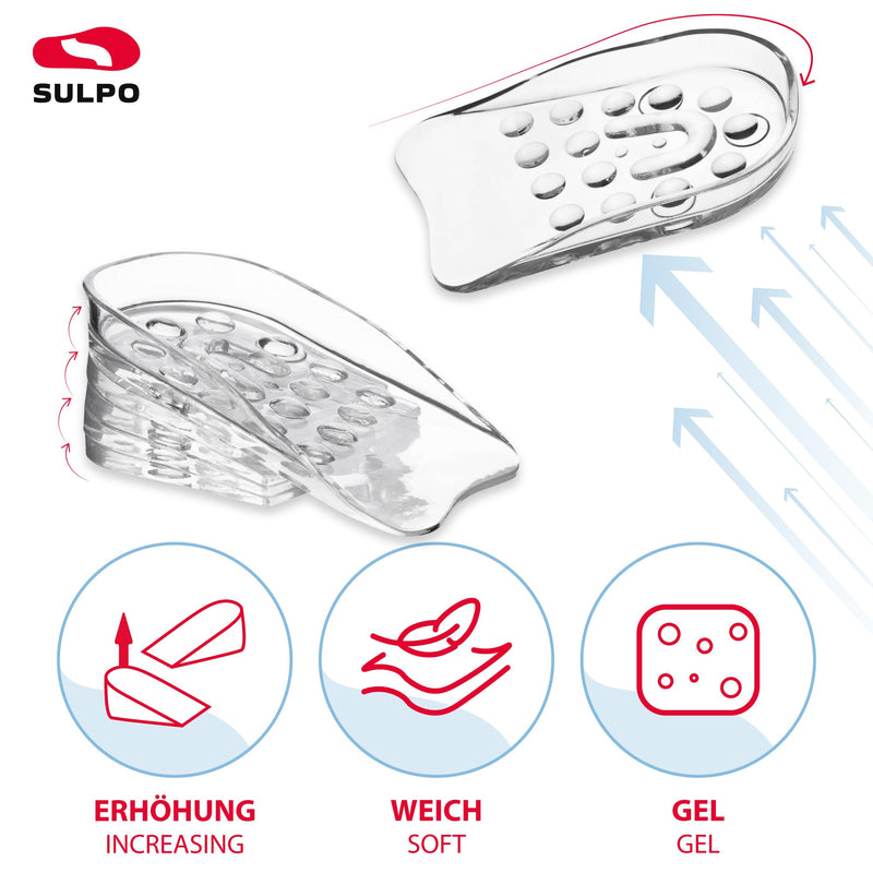 [Australia] - SULPO Shoe Insoles Increase - Height Increase Insoles - Insoles Men's Shoes for Heel Increase - Increase Heel Cushion - Height Increase Insoles - Heel Pads - Heel Wedge - Height Adjustable Transparent 
