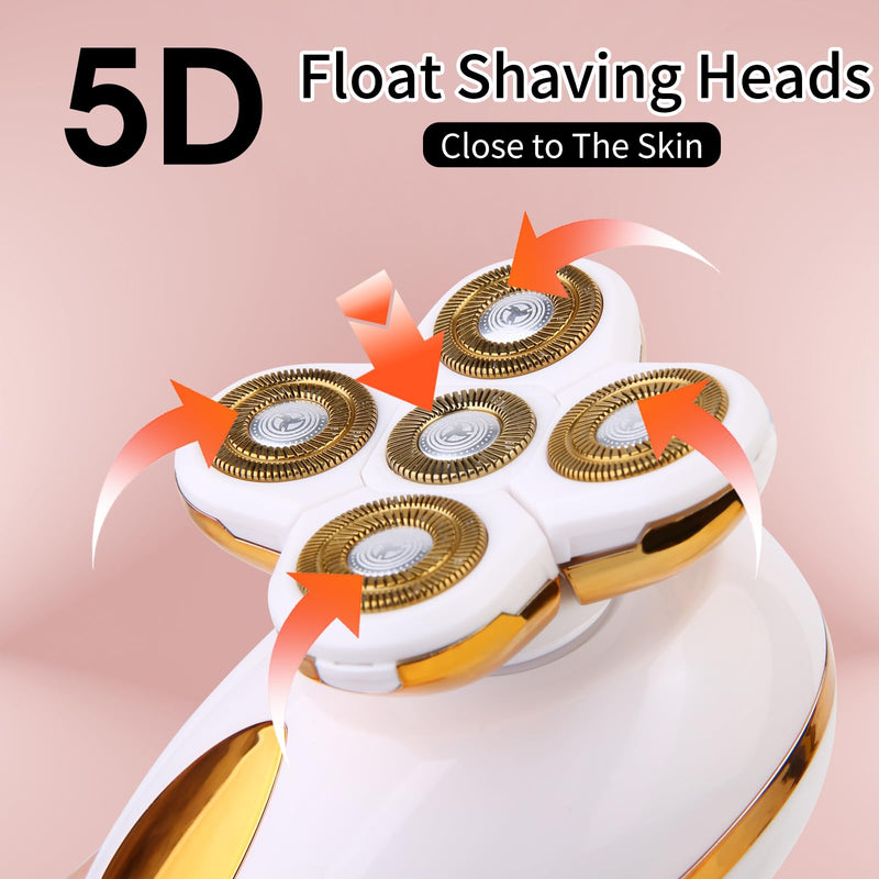 [Australia] - Electric Razors for Women, 5 in 1 Painless Rechargeable Dusk Shaver Womens, Women's Shavers Everything, Lady Leg/Bikini/Face Hair Removal Products, Female Wet Dry Shaving Machine 