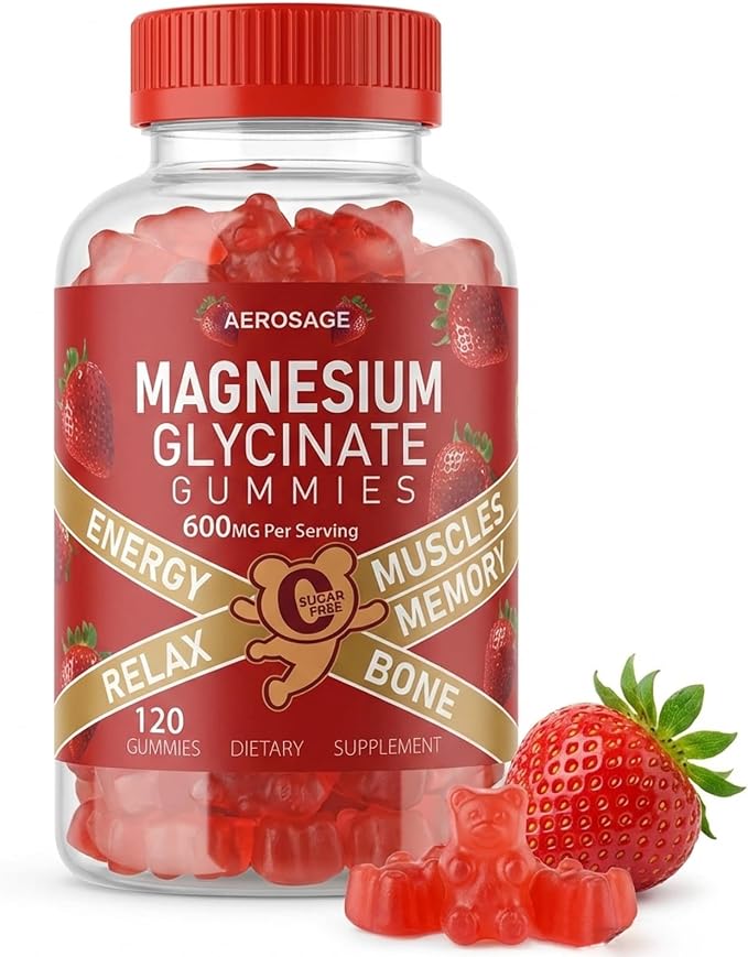 Magnesium Glycinate Gummies 600mg, Sugar Free Magnesium Gummies for Adults | High Absorption Magnesium Supplement, Chewable Potassium Supplements for Body Support, Zzz and Relaxation, 120 Count Raspberry 120 Count (Pack of 1)