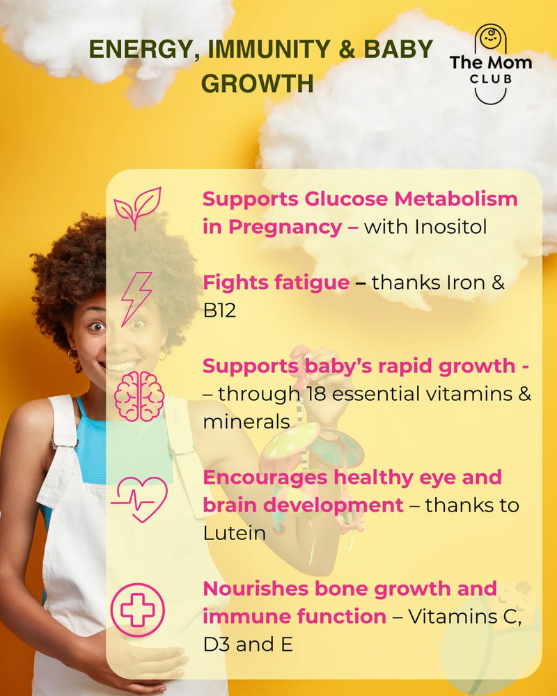 Pregnancy Vitamins – 2nd Trimester – Support for Energy, Immunity & Baby Growth Weeks 13 to 27 – Prenatal Multivitamin with Iron, B Vitamins, Inositol & Lutein – 30 Vegan Capsules – 1 Month Supply Second trimester: Weeks 13–27