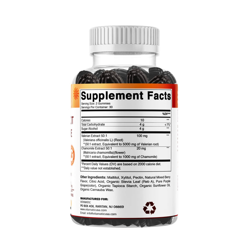 [Australia] - Vitamatic Valerian Root Chamomile Gummies ‚Äì 6000 mg Equivalent Per Serving ‚Äì Mixed Berry Flavor ‚Äì 60 Gummies ‚Äì Non-GMO, Gluten-Free ‚Äì 30 Servings 