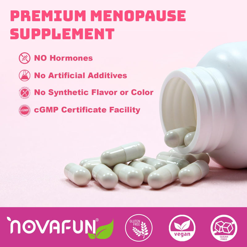 Menopause Support Supplement for Women, Soy Isoflavone, 60 Capsules | With Black Cohosh, Passion Flower, Vitex, Vitamins B6 & B12, and Magnesium for Women's Daily Wellness Support