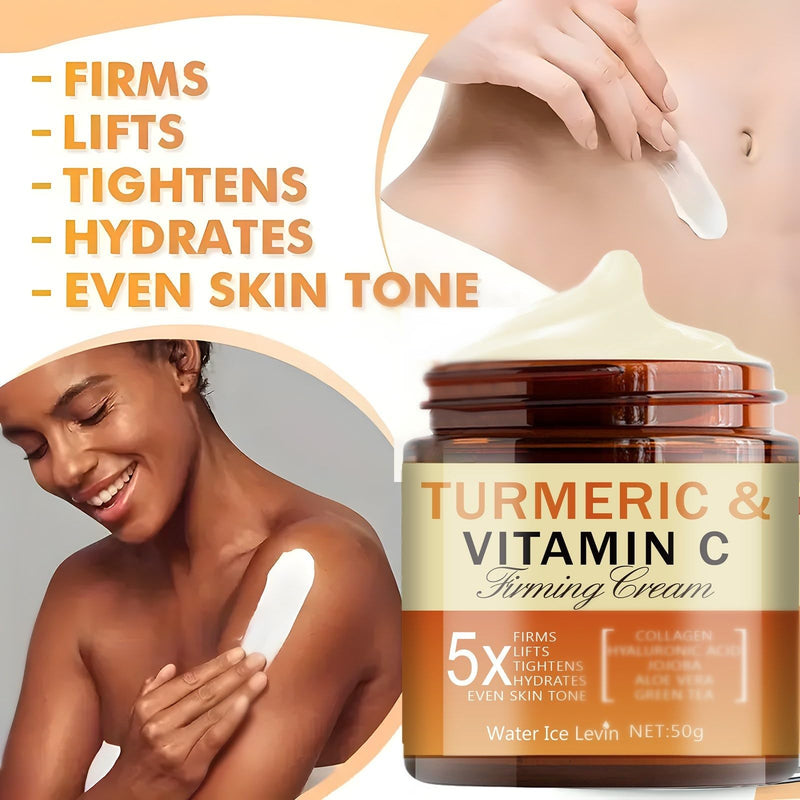 Soelegant Turmeric & Vitamin C Firming Cream for Face & Eye, Anti-Aging Moisturizer with Aloe, Green Tea, Collagen, Hydrates, Tightens Skin, Reduces Wrinkles & Dark Circles for All Skin Types